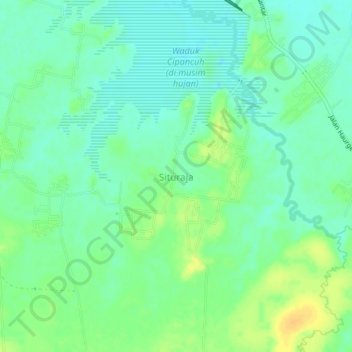 Mapa topográfico Situraja, altitude, relevo