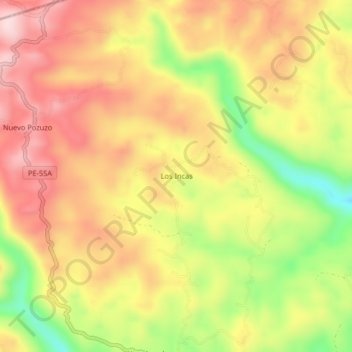 Mapa topográfico Los Incas, altitude, relevo