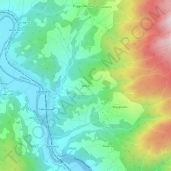 Mapa topográfico Serboli, altitude, relevo