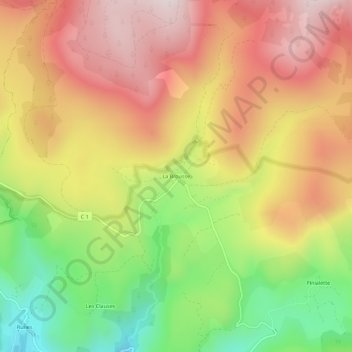 Mapa topográfico La Brousse, altitude, relevo