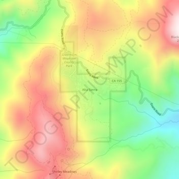 Mapa topográfico Alta Sierra, altitude, relevo