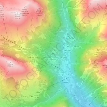 Mapa topográfico Rusa, altitude, relevo