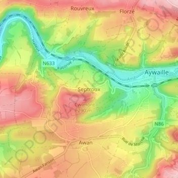 Mapa topográfico Septroux, altitude, relevo
