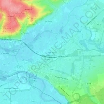 Mapa topográfico La Chaume, altitude, relevo