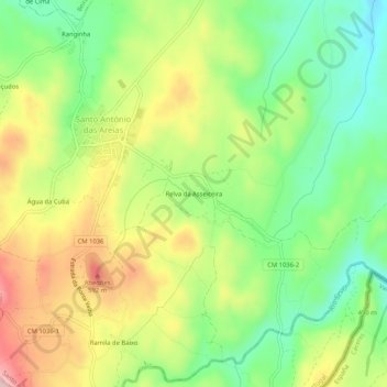 Mapa topográfico Relva da Asseiceira, altitude, relevo