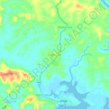 Mapa topográfico Calongay, altitude, relevo