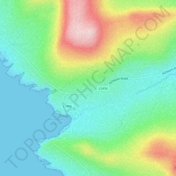 Mapa topográfico Ashleam, altitude, relevo