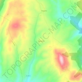Mapa topográfico Monesma, altitude, relevo