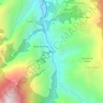 Mapa topográfico Yolosa, altitude, relevo