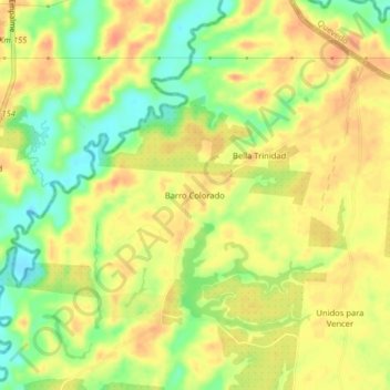 Mapa topográfico Barro Colorado, altitude, relevo