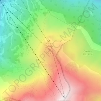 Mapa topográfico Cimino, altitude, relevo