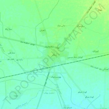 Mapa topográfico Dinga, altitude, relevo