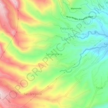 Mapa topográfico Santa Maria, altitude, relevo