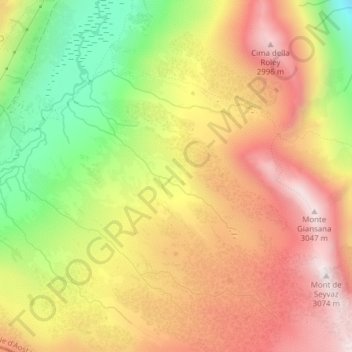 Mapa topográfico Alpi Graie, altitude, relevo