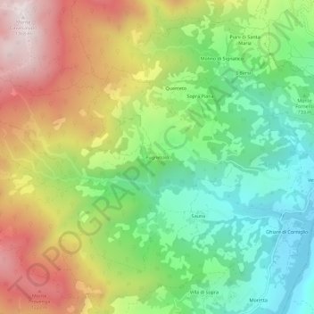Mapa topográfico Pugnetolo, altitude, relevo