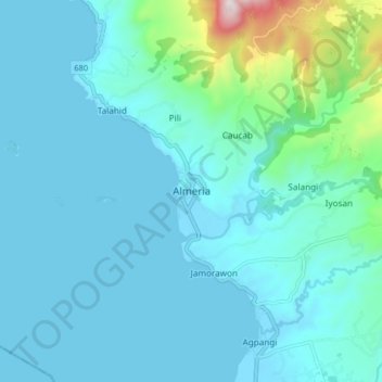 Mapa topográfico Almeria, altitude, relevo