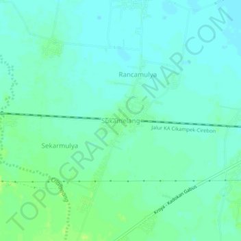 Mapa topográfico Sukamelang, altitude, relevo