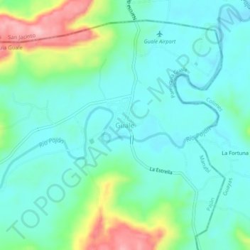 Mapa topográfico Guale, altitude, relevo