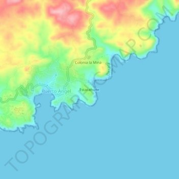 Mapa topográfico Estacahuite, altitude, relevo
