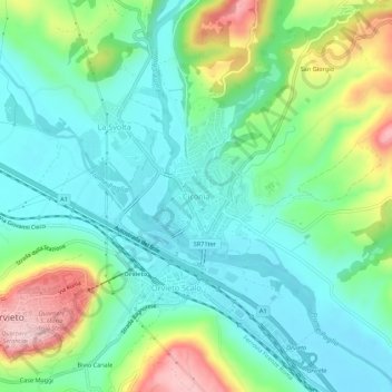 Mapa topográfico Ciconia, altitude, relevo