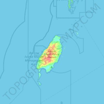 Mapa topográfico Barrow Island, altitude, relevo