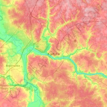Mapa topográfico Kaluga, altitude, relevo