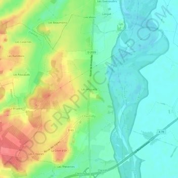Mapa topográfico Les Moquets, altitude, relevo