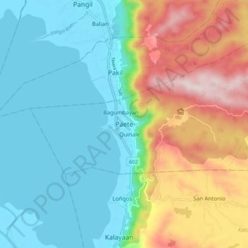 Mapa topográfico Paete, altitude, relevo