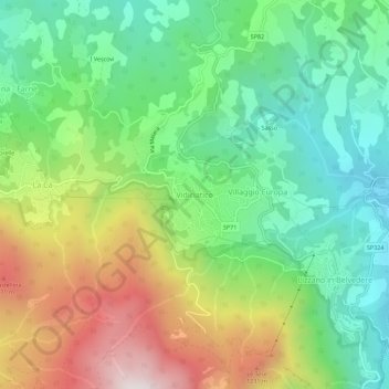 Mapa topográfico Vidiciatico, altitude, relevo