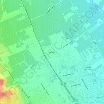 Mapa topográfico Salvador, altitude, relevo
