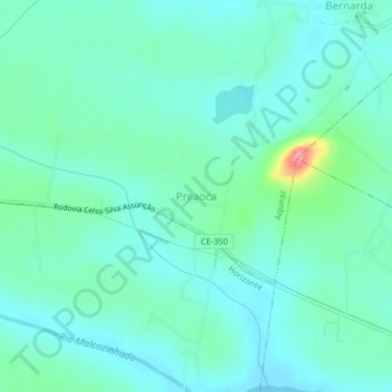Mapa topográfico Preaoca, altitude, relevo