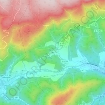 Mapa topográfico Sabo, altitude, relevo