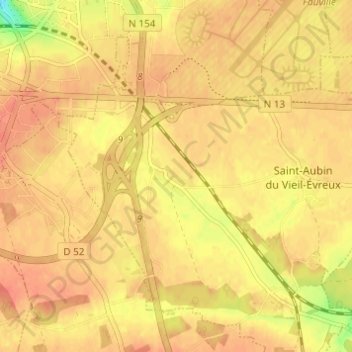 Mapa topográfico Le Coudray, altitude, relevo