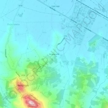 Mapa topográfico Dorgagnano, altitude, relevo