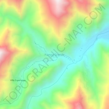 Mapa topográfico Pampa Grande, altitude, relevo