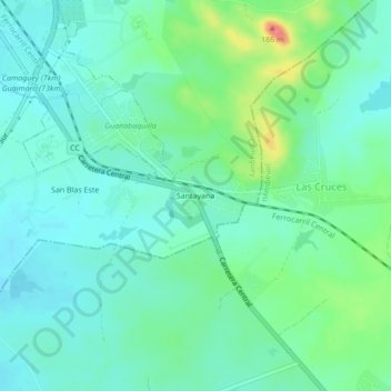 Mapa topográfico Santayana, altitude, relevo