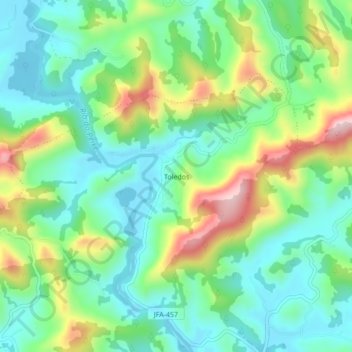 Mapa topográfico Toledos, altitude, relevo