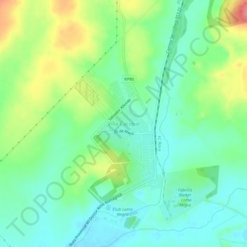 Mapa topográfico Villa Cacique, altitude, relevo