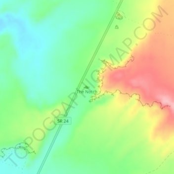Mapa topográfico The Notch, altitude, relevo