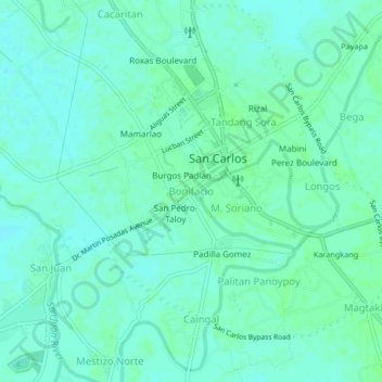Mapa topográfico Bonifacio, altitude, relevo