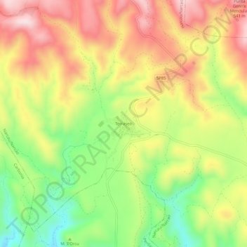 Mapa topográfico Terraseo, altitude, relevo