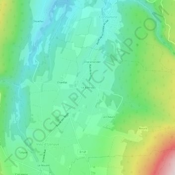 Mapa topográfico Le Balmay, altitude, relevo