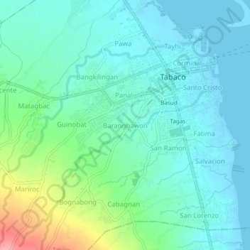 Mapa topográfico Baranghawon, altitude, relevo