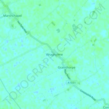 Mapa topográfico Wragholme, altitude, relevo