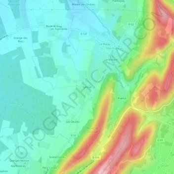 Mapa topográfico Sanciat, altitude, relevo