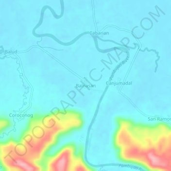 Mapa topográfico Balnasan, altitude, relevo