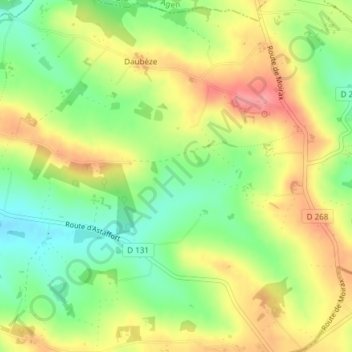Mapa topográfico Sous Marin, altitude, relevo