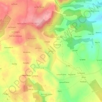 Mapa topográfico Kernigel, altitude, relevo