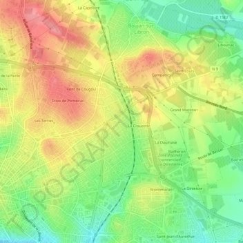 Mapa topográfico Garissou, altitude, relevo