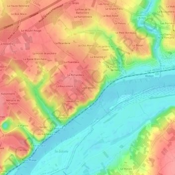 Mapa topográfico Saint-Méen, altitude, relevo